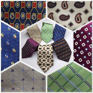 VTG Tommy Hilfiger Mens Silk Tie Lot 6 Paisley & Geometric Print Made USA Preppy